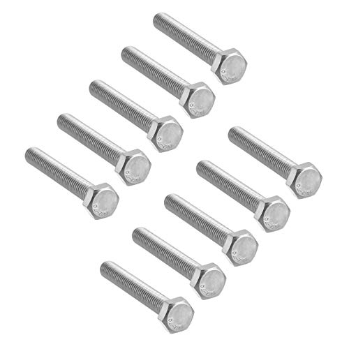 Image of 10 Pcs M8 Hex Bolt M8-1.25 x 55mm UNC Hex Head Screw Bolts A2-70(304) Stainless Steel Fully Threaded Hex Tap Bolts,Plain Finish,Fully Threaded (M8 x 55mm)