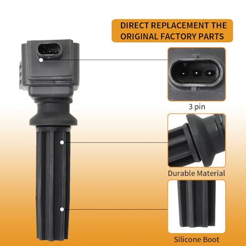 Image of Set of 4 UF670 Ignition Coil Pack Compatible with 2.0L L4 Ford Edge Escape Explorer Focus Fusion Taurus Mustang Lincoln 2012 2013 2014 2015 2016 2017 2018 2019 Replacement CM5Z12029A DG546