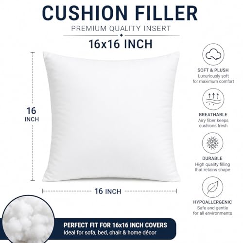 Image of JDX Hotel Microfiber Cushion (16X16 Inches Set of 5, White)