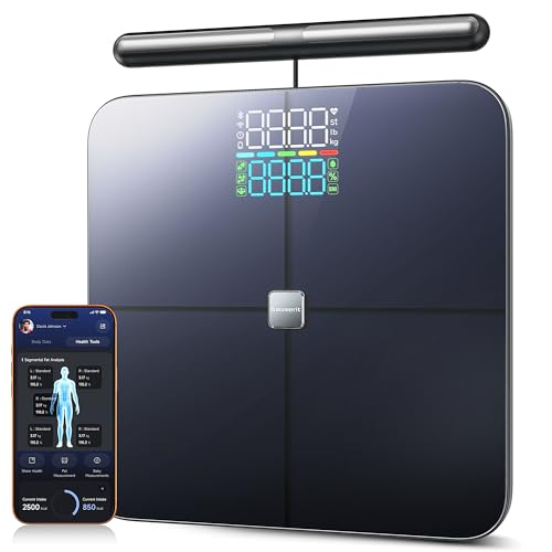 Körperfettwaage Smart Waage Personen,digitale Personenwaage mit 8 Elektroden,Digitale Waage mit Körperfett,Körperwaage Digital Bluetooth, für Protein, BMI und 28 körperanalysewaage. (400lb)