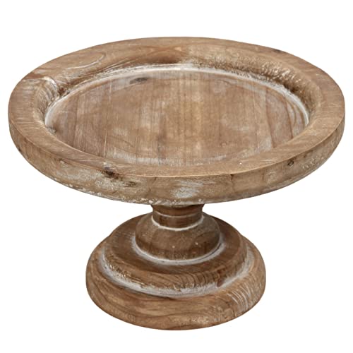 SOFE 11" Rustic Cake Stand, Round Vintage Cup Cake Stand, Natural Wood Cake Stand with Pedestal Dessert Display, Farmhouse Cake Holder Perfect for Weddings, Birthdays and Country Decor
