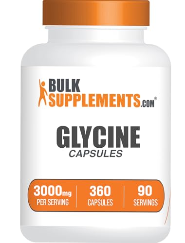 BulkSupplements.com Glycine Capsules - Amino Acid Supplement 3000mg - Gluten Free 4 Capsules per Serving 360 Count (Pack of 1)