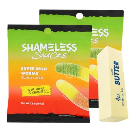 Shameless Snacks Gummy Super Wild Worms 1.8 oz Pack de 2 miniatura 1