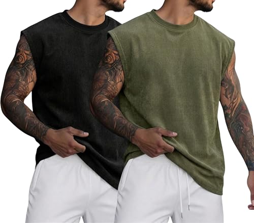 Image of RodZen Mens Polyester Tank Tops Sleeveless Round Neck T-Shirt for Gym, Running and Outdoor