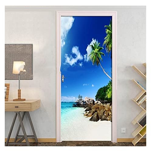 Sticker mural porte cache misère pour masquer une porte abîmée 77x200