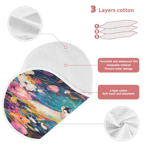 Floral Deer Painting Teal Baby Burp Cloths Soft Burp Cloth Burp Rags Cotton Burp Clothes Absorbent Muslin Burp Cloths for Unisex Boy Newborn Girl 1 Pack 22x11 Inches3