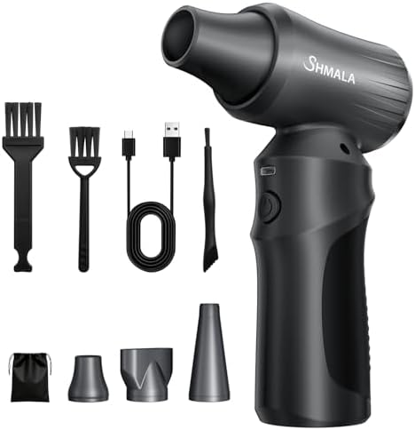 Compressed Air Duster – Super Powerful 300,000 RPM Cordless Air Duster, Rechargeable Brushless Motor, 3-Speed Adjustable, Portable Air Blower for Keyboards, PCs, Laptops, Cars, Home & Office