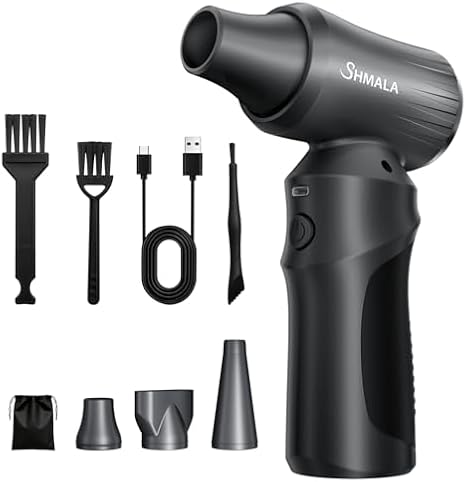 Compressed Air Duster – Super Powerful 300,000 RPM Cordless Air Duster, Rechargeable Brushless Motor, 3-Speed Adjustable, Portable Air Blower for Keyboards, PCs, Laptops, Cars, Home & Office