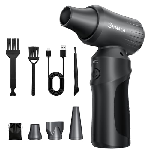 SHMALA Electric Compressed Air Duster, 300000 RPM Super Powerful Cordless Air Blower, Rechargeable Brushless Motor, 3-Speed Adjustable, Durable Design for Keyboard, PC & Electronics Cleaning