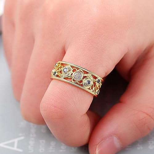 Women's Yellow Gold Plated Cubic Zirconia CZ Eternity Stackable Band Ring for Wedding Engagement Promise3