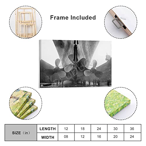 Titanic Propeller Poster Of Canvas, Historical Wall Art, Black & White Photo, Vintage Steamship Canvas Painting Posters And Prints Wall Art Pictures For Living Room Bedroom Decor 24X36Inch(60X90Cm) #TOP1