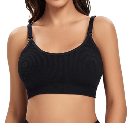 Image of Suekaphin 5Pack Seamless Nursing Bra Women Maternity Breastfeeding Pregnancy Support Full Coverage Bralette Padded Cups