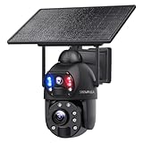 shiwojia telecamera di sorveglianza wifi esterna senza fili solare, 6 mp 36 x zoom camera esterna senza fili, doppia lente, rilevamento umano, visione notturna colore