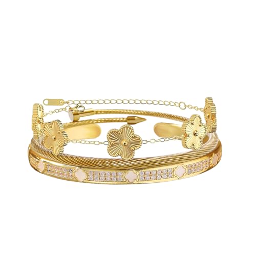 Gold Bangle Bracelets for Women Personalized Cubic Zirconia Love Bracelets 18K Gold Plated Bangles Bracelets Gifts for Her