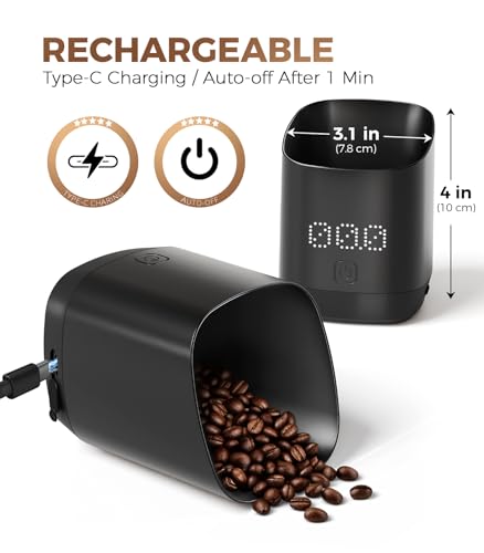 Image of Atogou Coffee Bean Scale, Coffee Dosing Cup with LED Display, 0.1g /0.01oz, Accurate Dosing, IPX4 Waterproof, USB Charging, Grams and Ounces, Perfect for Pour-Over & Espresso, Grey