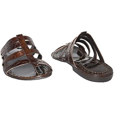 Jo Ghost 3024 Italian mens brown print leather push-in-toe sandals