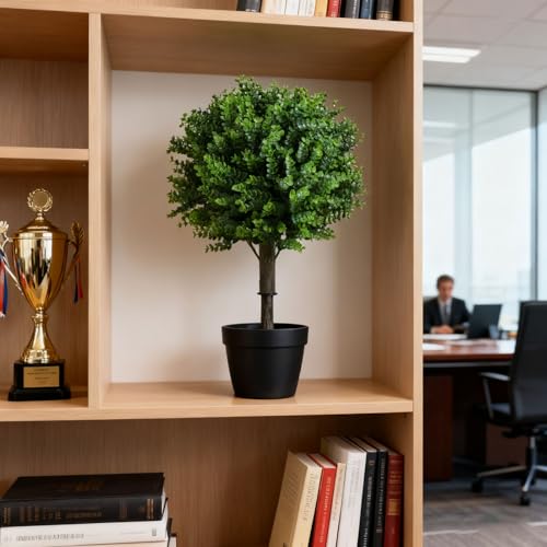 Árbol de bolas de topiario de eucalipto artificial de 17,7" con estaca 6