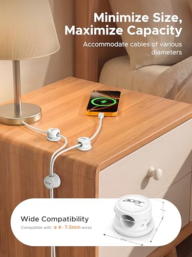 acer 9 Pack Magnetic Rotatable Cable Clips, Cord Holder for Desk Nightstand - image 5