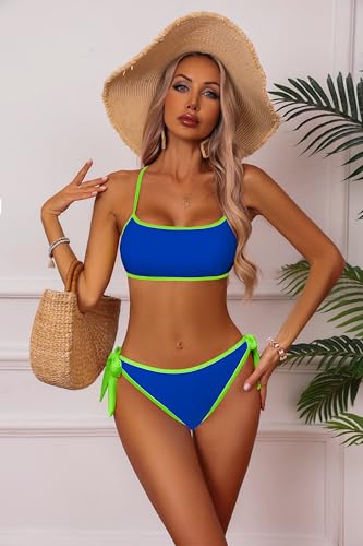 Bikini Sets for Women High Waisted Two Piece Swimsuit Cheeky High Cut Color Block Bathing Suits3