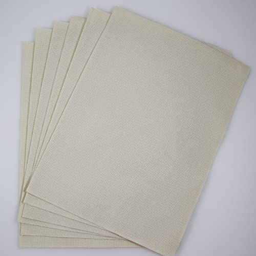 Image of KCS 4 /6 pc of 12 inch x 18 inch 30cmx45cm 16CT Counted Cotton Aida Cloth Cross Stitch Fabric (Cream, 6 pc)