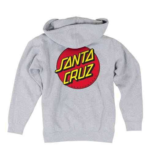 SANTA CRUZ Men's Midweight Zip Up Hooded Sweatshirt Classic Dot Skate Zip Up Sweatshirt, Grey Heather, Size: Medium2