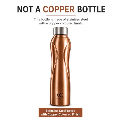Image of Omichef Stainless Steel Water Bottle 1L (Pack of 6) | Copper Finish | Fridge Safe, Leak Proof, BPA Free | Ideal for Home, Office, School & Gym