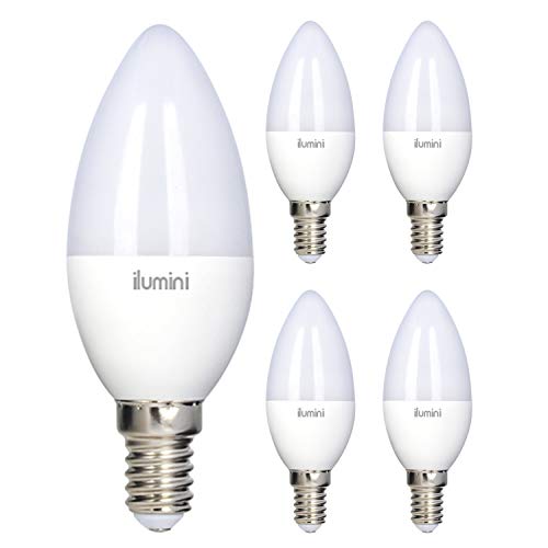 ilumini Bombillas LED C37 Vela, Casquillo E14,5W equivalente a 40w, 3000K Luz Cálida, 470 Lúmenes [Clase de eficiencia energética A+] PACK DE 5