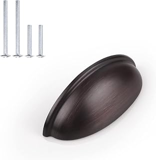 KNOBWELL 15 Pack Oil Rubbed Bronze Cabinet Cup Pulls Bin Cup Dresser Drawer Pulls - 3" Inch (76mm) Hole Centers - 3-3/5" Overall Length - Decorative Cup Drawer Pulls