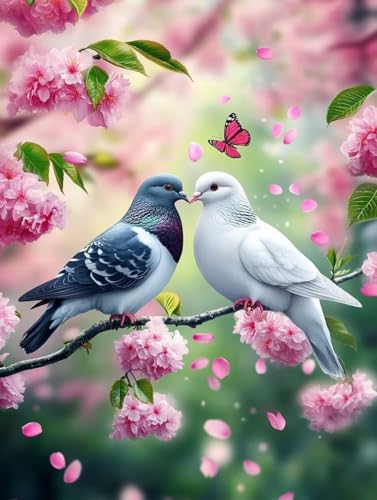Anti-Stress Adulte : Diamond Painting Oiseau Fleur Géant 80x110cm Contre l'Anxiété