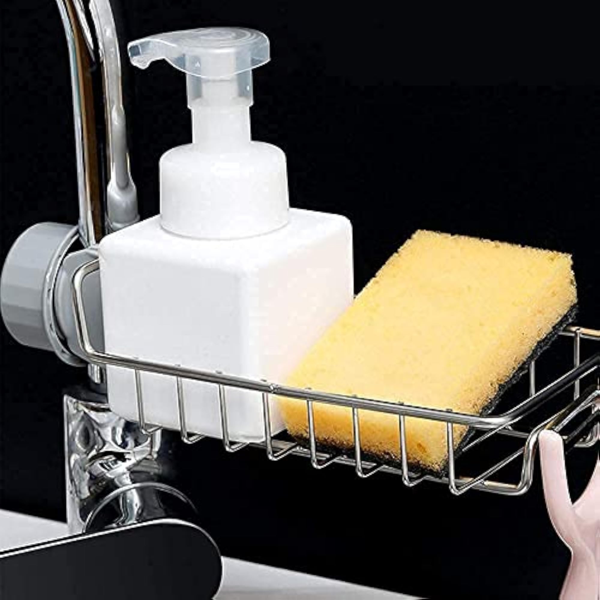Stainless Steel Faucet Sponge Holder Rack, Kitchen Organizer