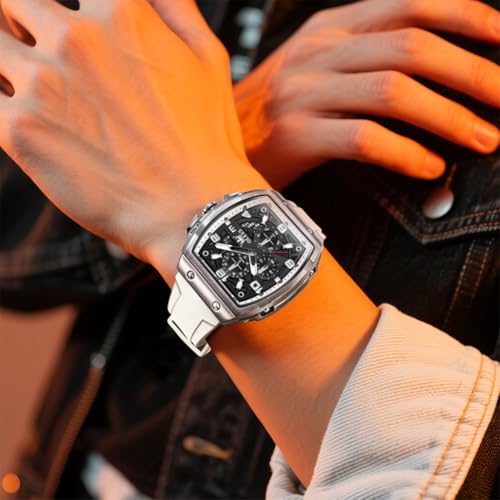 Image of OLEVS Mens Watches Stylish Chronograph Waterproof Luminous Silicon Strap Multifunction Watches for Men Business Men Wrist Watch