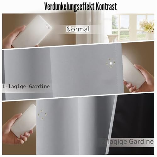 PONY DANCE 100% Abdunklungsvorhang Grau Thermo Gardinen Kälteschutz – Ansicht 6
