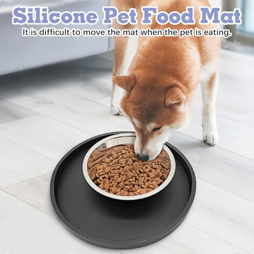 BNOSDM 2 PCS Dog Feeding Mat Black Silicone Pet Food Mats Waterproof for Dog Cat Bowl Placemats Nonslip Cat Food Mat for Small and Medium Cats and Dogs (9.1in) - Thumbnail 3