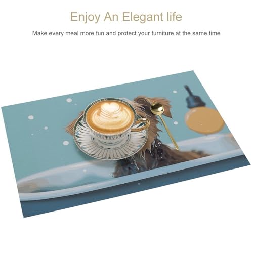Set de table cuisine extérieur motif chien amusant repas terrasse