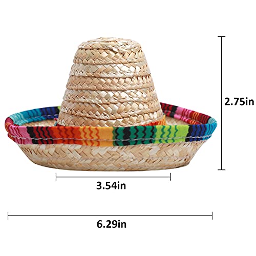 Topgalaxy.z 6 Pack Natural Straw Mini Sombrero/Mini Mexican Party Hat, Tabletop Party Supplies, Cinco De Mayo Mexican Fiesta Hat, Fiesta Table Decorations, Mini Sombrero Top Hat For Dogs, Cats #TOP1
