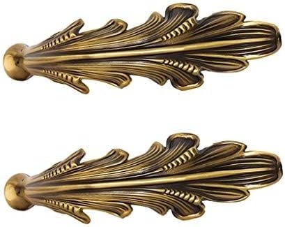 Curtain Holders for Wall Curtain Tieback Hooks Leaf Decoration Curtain Wall Hook Set of 2 Window Treatment Hardware Swag Holders, 19 * 10 * 13cm, Brass,
