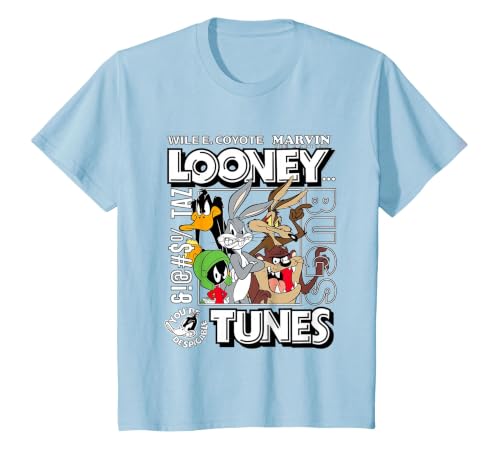 Looney Tunes Wiley Bugs Taz Marvin The Martian T-Shirt T-Shirt, Youth, Baby Blue, Small
