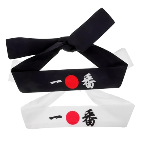 TOVINANNA 2 Pièces Foulard De Assiette à Sushis Bandeau Ninja Uniforme De Chef De Sushi Bandeau Japon Chapeau De Chef Hibachi Assiettes à Sushis Trousse à Sushis Coton