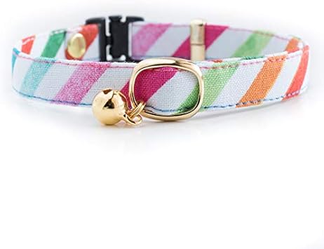 【 猫雑貨 招福 】 猫 首輪 セーフティバックル付 安全ベルト 鈴付 ハンドメイド (Ｍ)：Angled-ST