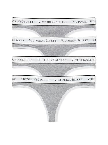 4-Pack Victoria's Secret Cotton Logo Thong Panties (Medium Heather Grey, Size XL) - image 1