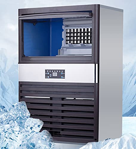 Gewerbliche Arbeitsplatte Eismaschine, 80kg / 24h Edelstahl Eiswürfelmaschine, Automatische Freis-Tanding…