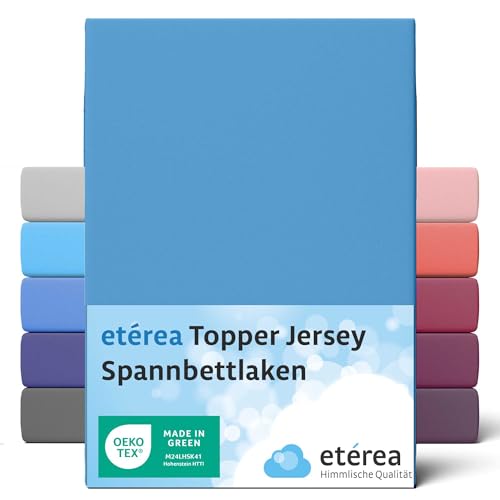 etérea Topper Spannbettlaken 120x200-120x220 cm - Oekotex Made in Green - Comfort Jersey Spannbetttuch - 100% Baumwolle atmungsaktiv & bügelfrei -...
