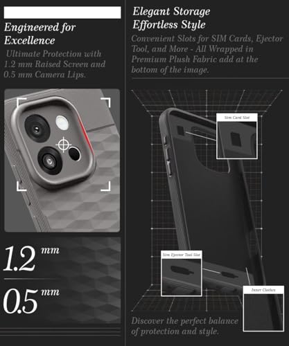 Image of WOW IMAGINE Back Cover for 1+ OnePlus 13s 5G with Hexa Cube Design | Ultra Slim Soft Rubberised Case | Inner Velvet Fabric | Matte Silicone Flexible Mobile Case | Camera Protection - Grey