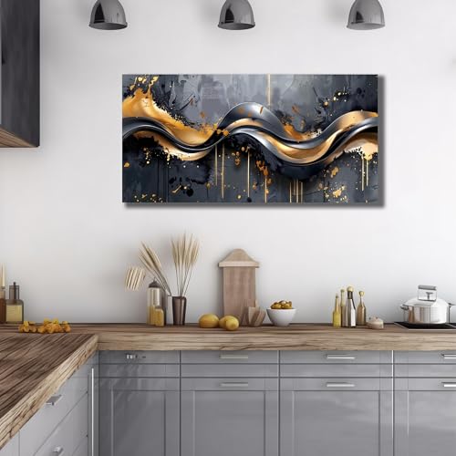 Image of AOZEMI Abstract Wall Art Black Canvas Art for Bedroom