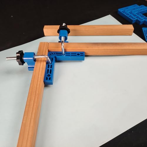 Image of 90 Degree Clamp,Positioning Squares, 3 inch 4 inch 2.3 inch Right Angle Clamp with 12 Clamping Squares,Corner Clamps Woodworking Tool for Pictures Frames Cabinets Boxes,Blue