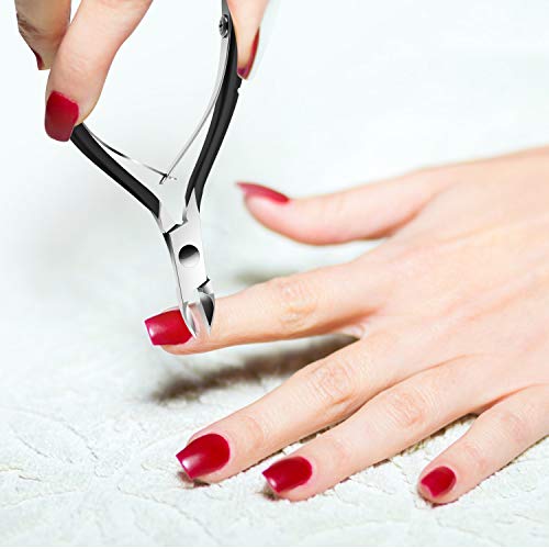 Cuticle Trimmer with Cuticle Pusher, XUNXMAS Cuticle Remover Cutter Nipper Scissor and Triangle Cuticle Nail Pusher Peeler Scraper, Durable Dead Skin Clipper Manicure Pedicure Tools (Black)