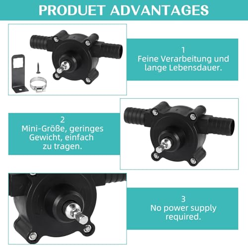 Mini Elektrische für Bohrpumpe Tragbare Elektrobohrpumpe Diesel Öl flüssigkeit Wasser Hand Selbstansaugende Transferpumpen Schnelle Pumpgeschwindigkeit, Schwarz