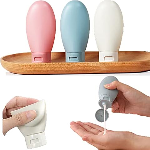DDUP 3 Pcs Travel Bottles Set,60ML Travel Bottles & Containers,Small Mini Empty Plastic Squeeze Bottles for Travel Toiletries,Shampoo and Conditioner with Storage Bag.(Multicolor) Cover