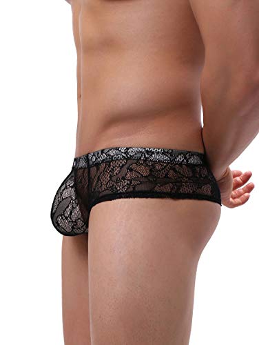 iKingsky Men's Cheeky Thong Underwear Brazilian Back Mens Under Panties Sexy Lace Boxer Briefs4