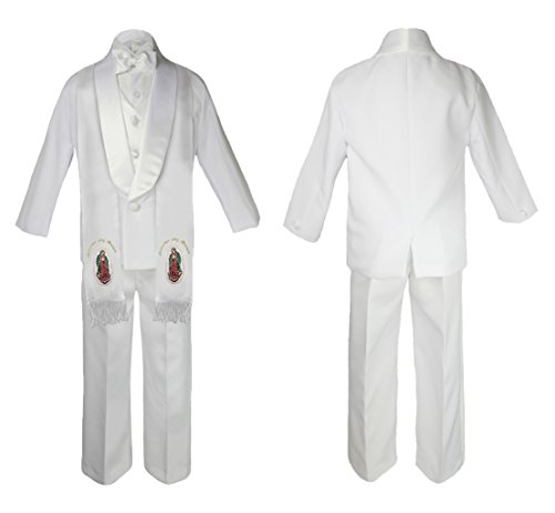 Image of Baby Boy Communion Shawl Lapel Jacket Suit Gold Guadalupe on Stole SM-20